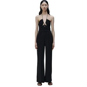 Jonathan Simkhai $595 Black Gala Plisse Cut Out Jumpsuit NWT Size 2